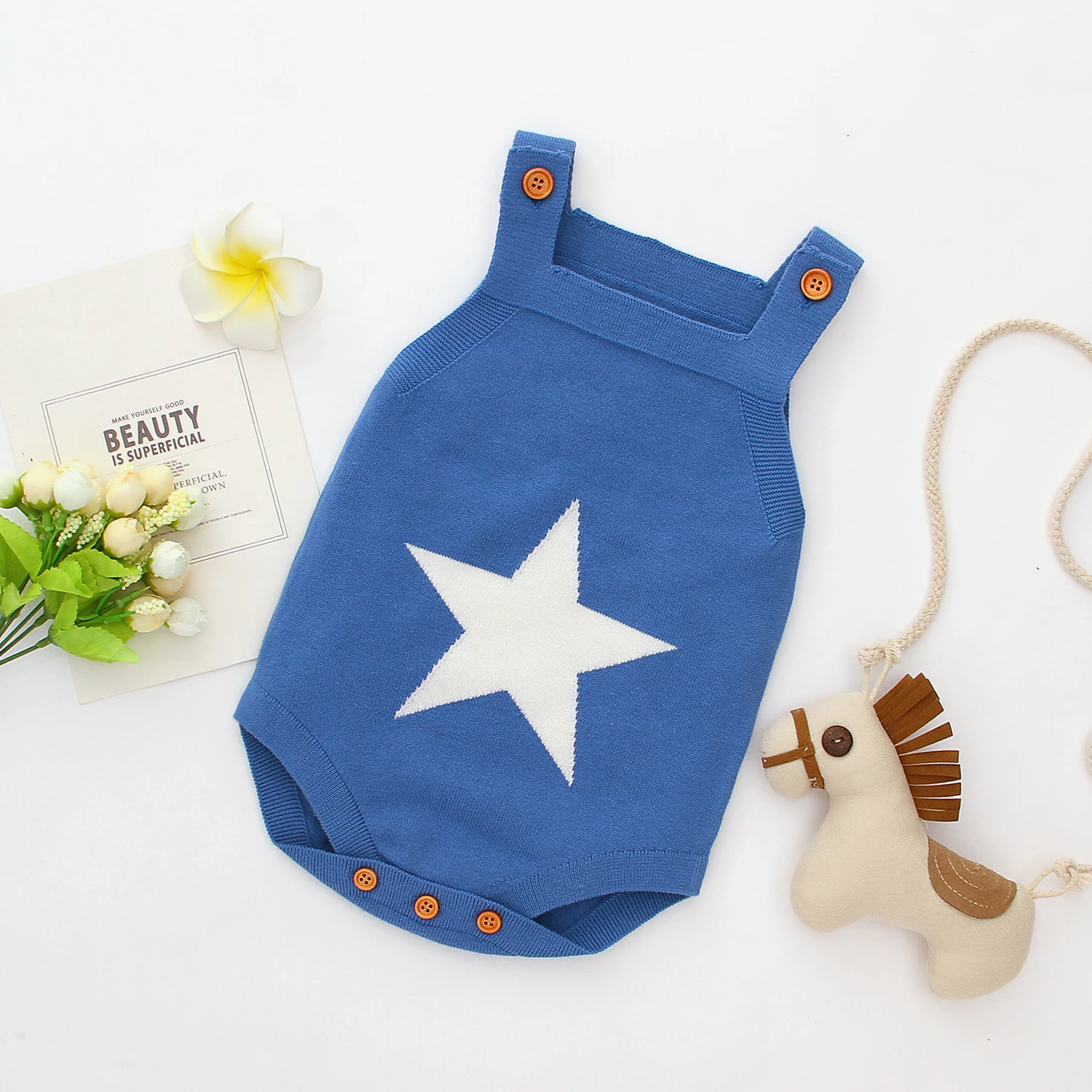 Baby Bodysuits Newborn Five Star Knitted Body Tops Onesie for Infant Boys Girls Sleeveless Jumpsuits Coveralls 0-18Month Costume