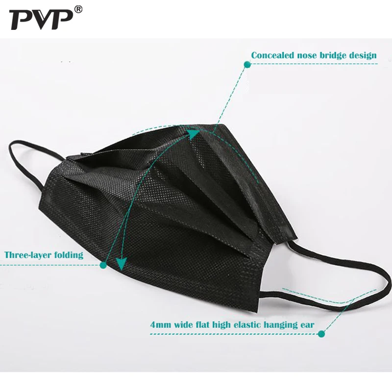 

20Pcs Mouth Mask Disposable Black Cotton Mouth Face Mask Medical Mask Anti-Dust Mask 3 Filter Earloop Activated Carb Hypoallerge