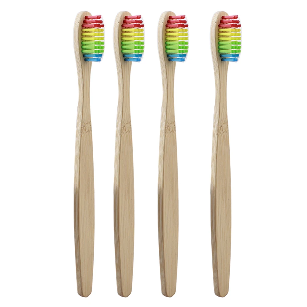 Wholesale Toothbrush Eco-Friendly Rainbow Bamboo Soft Fibre Toothbrush Biodegradable Natural Bamboo Handle Toothbrush oral care