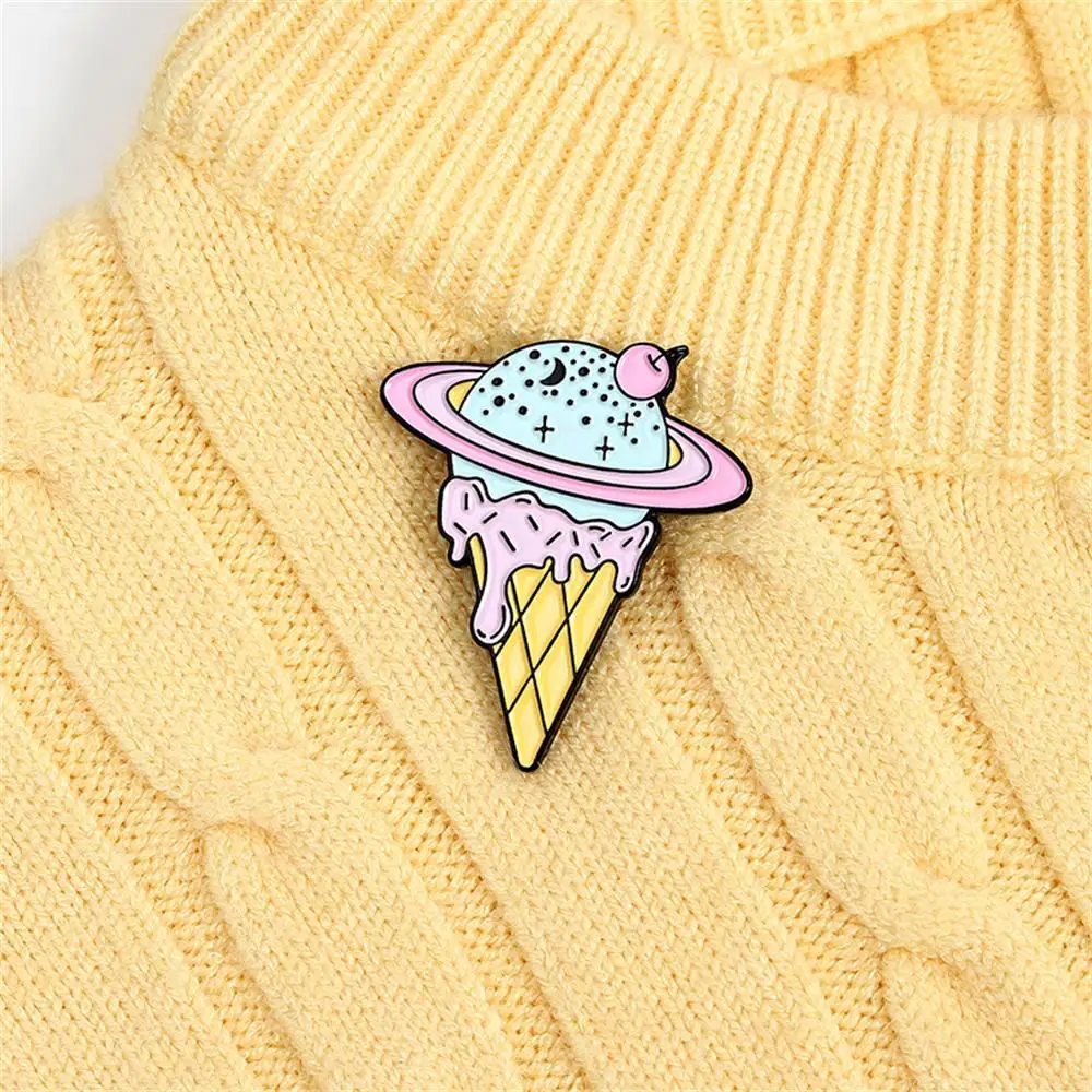 

Planet Ice Cream Enamel Pins Badges Brooches Jewerly Fashion Accessories Space Lapel Pin for Jeans Backpacks
