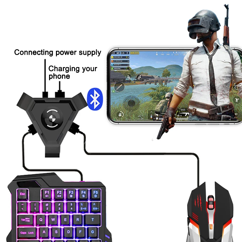 

Gaming Keyboard Mouse Converter Set Mobile Gamepad Controller for Android IOS Phone HSJ-19