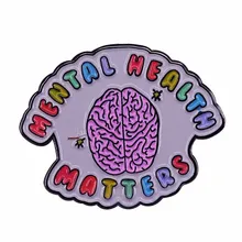 Mentale Gezondheid Zaken Hersenen Emaille Pin. Openlijk Bespreken Dit In Samenleving Helpt Breken Stigma Omliggende Mentale Ziekte