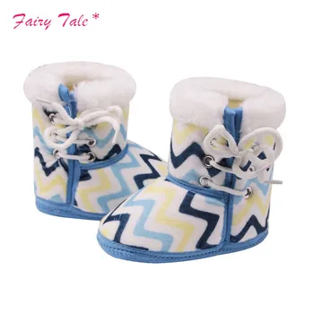 

Baby Boots Newborn Multicolored Wavy Print Tube Winter Boots Side With Cotton Cloth Baby Warm Boots 12