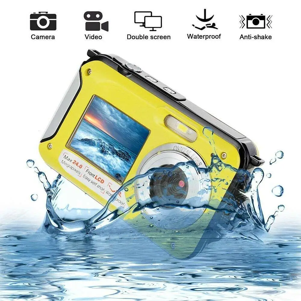 Подводный для цифровой камеры 2 7 дюймов TFT водонепроницаемый 24MP макс 1080P двойной