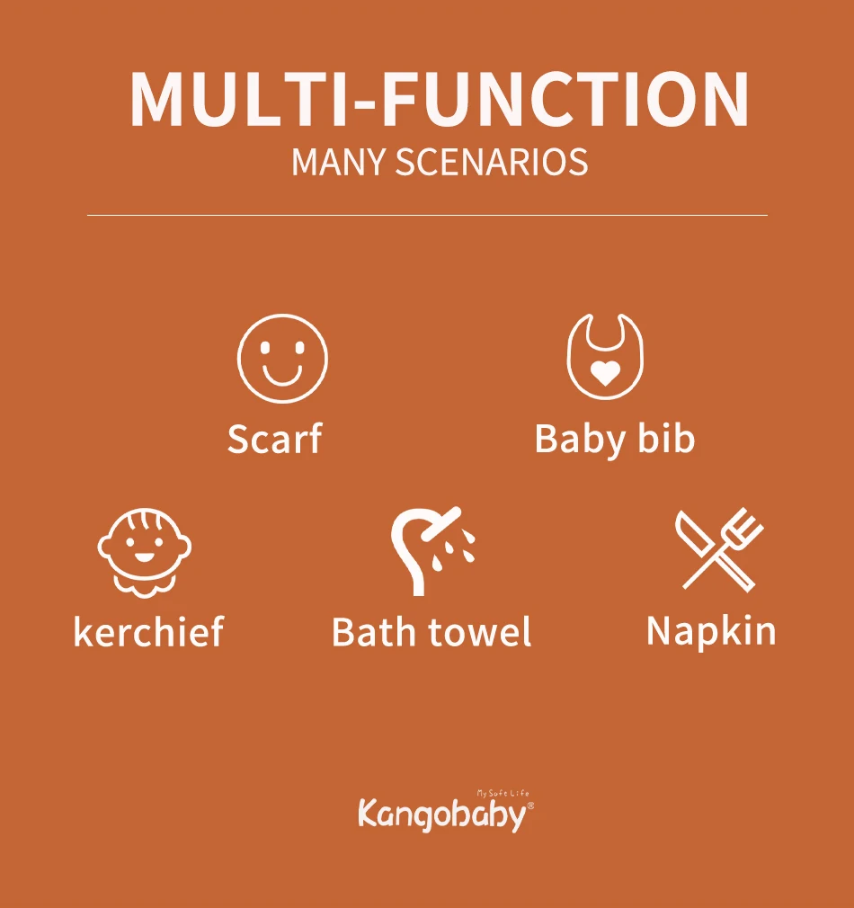 Kangobaby #My Soft Life# 100% Cotton 60x60 Muslin Swaddle Baby Bib Infinity Scarf Newborn Burp Cloth Saliva Towel baby stroller mosquito net