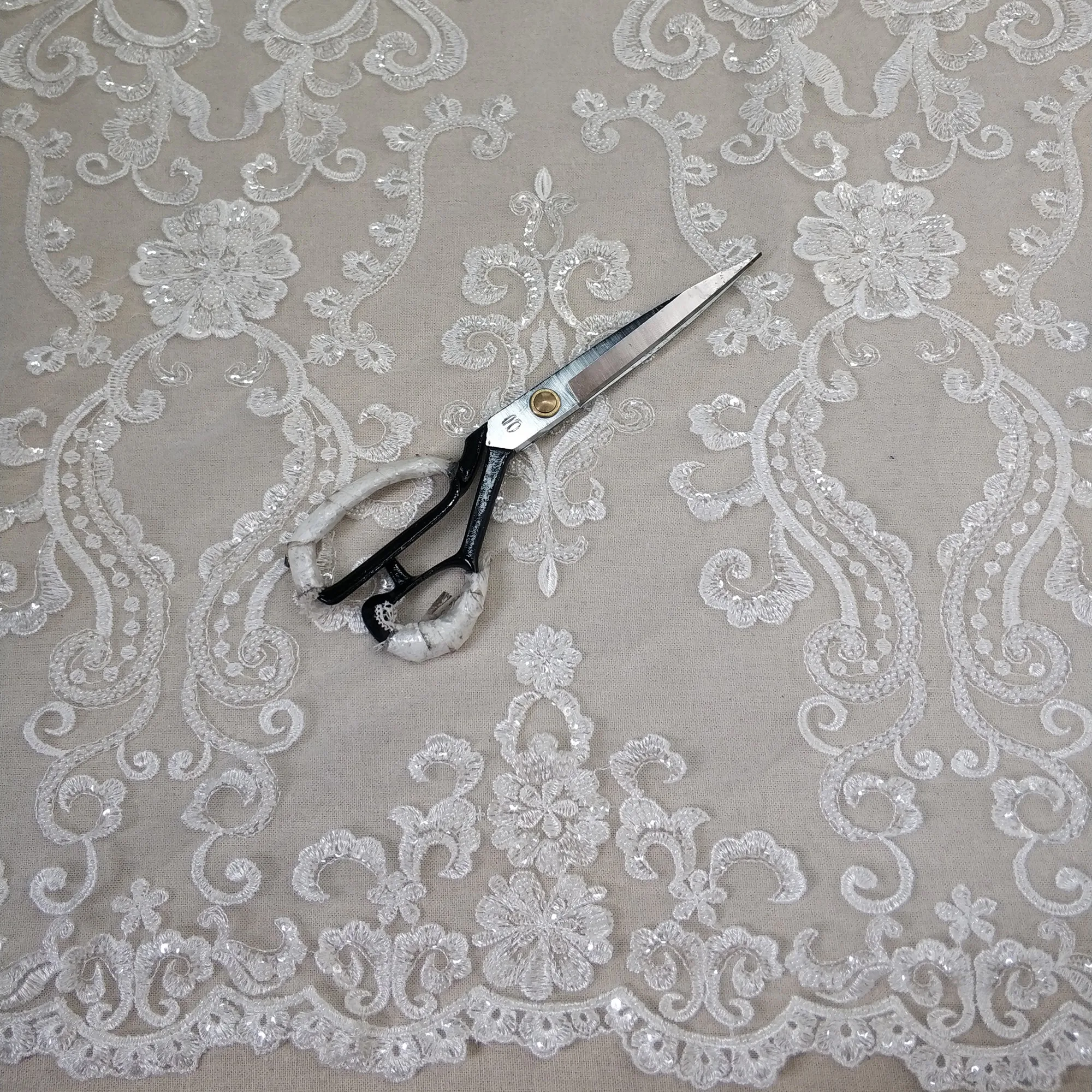 

Gorgeous Handmade Pearls Beaded Lace Fabric Heavy Embroidery sequined lace fabric for Evening Wear, Bridal Gown, Prom, Ball Gown