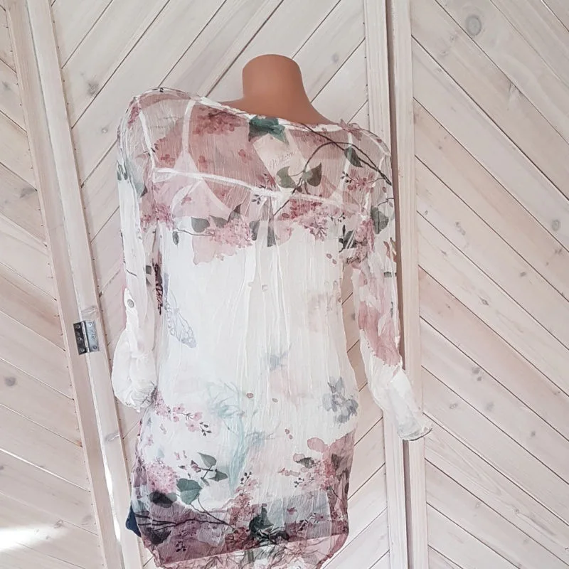 Large size loose blouse 2020 summer blouse top casual printing v-neck chiffon ladies shirt