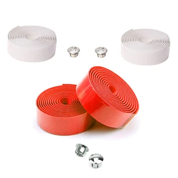 

2 Pair Road Bike Bicycle Cork Handlebar Bar Grip Wrap Tape + 2 Bar Plugs - Red & White