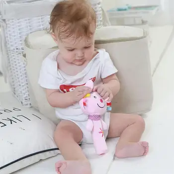 

Pink Rabbit Baby Early Education Animal Rattle Practical Doll Plush Toy Handbell