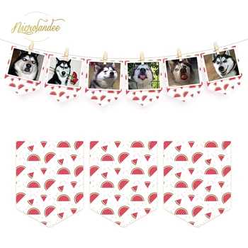 

NICROLANDEE Watermelon Photo Banner Fruit Pattern Birthday Paper Garland Bunting for Baby Shower Summer Party DIY Home Decor