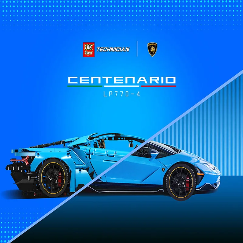 Супер 18k MOC 39933 Гоночная машина Lamborghinis blue century из коровьей кожи с оригинальной