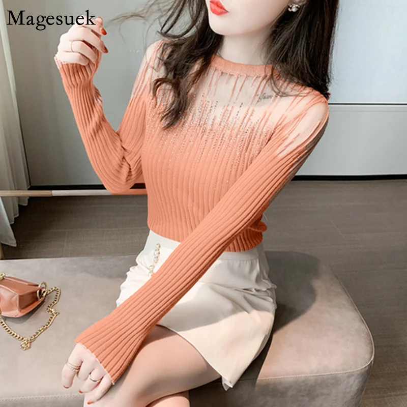 

Модный осенний свитер, Женский пуловер 2021, Элегантный Приталенный Рождественский свитер, Женский Повседневный вязаный свитер с длинным рукавом, джемпер 11365