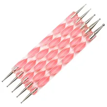 5 шт./компл. розовый дизайн с двойным концом комплект спираль Мрамор точки рисунка нажмите с силой так, ручка для рисования ногтей Лаки гелевого маникюра и нейл-арта