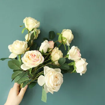 

Artificial Multicolor Fake Roses Flannel Flower Bridal Bouquet For Wedding Party Home Desktop Decoration 1 x 3 Simulation Rose