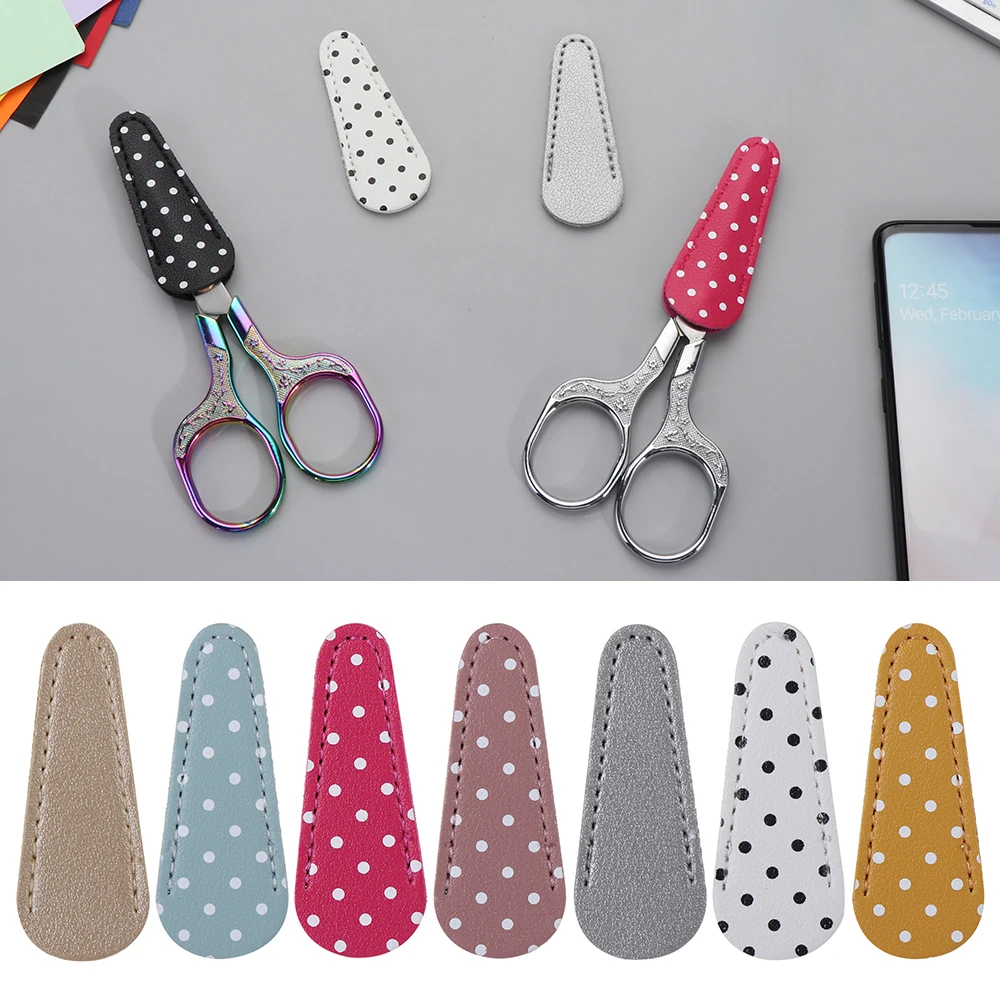 1PC Embroidery Scissors Protective Cases PU Leather Scissors Cover Sewing Tools DIY Scissors Sleeve Household Tool Accessories