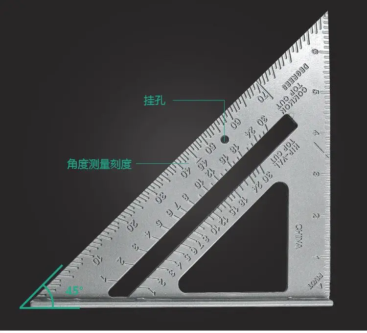 Треугольная линейка 90 градусов утолщенная угловая линейка из алюминиевого сплава измерительная квадратная линейка