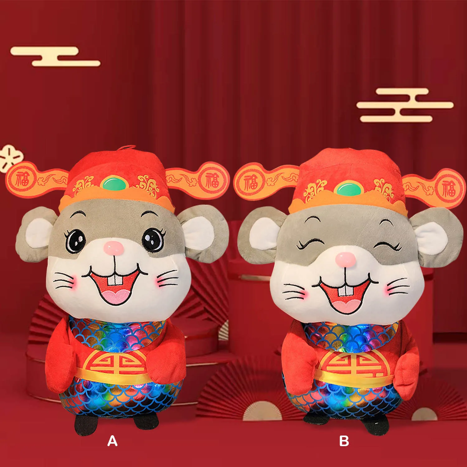 

Behogar Cute 2020 Chinese Red Rat Plush Stuffed Toy Doll for Chinese New Year Spring Festival Home Party Decor 22cm Height