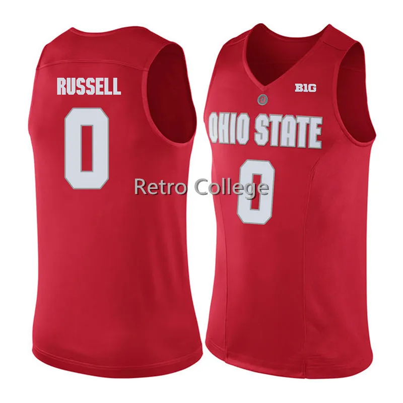 

11 Jerry Lucas 0 D'Angelo Russell Ohio State Buckeyes 4 Aaron Craft Basketball Jersey Embroidery Stitched any Number and name