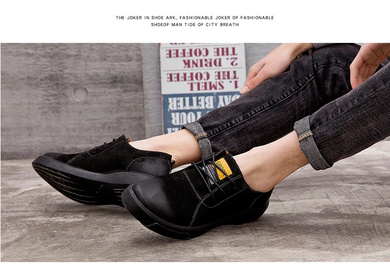 ZSAUAN/итальянская мужская повседневная обувь из свиной замши с круглым носком, большие размеры черная классическая Нескользящая рабочая обувь на шнуровке