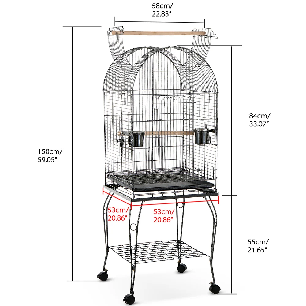 Железная клетка для попугая птиц Play Top Macaw Cockatoo Parakeet Conure Finch Cage+ миска из нержавеющей стали и Запираемые колеса Bird Home
