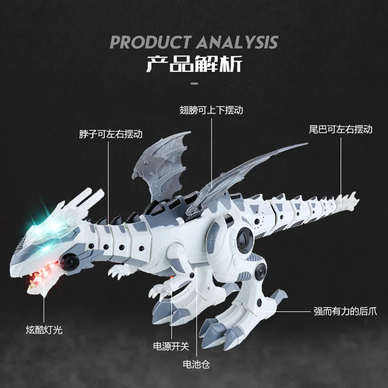 

Mechanical Dragon Electric Replica T-REX Will Walk Light Voice Dinosaur Model Children Boy Toy Straight