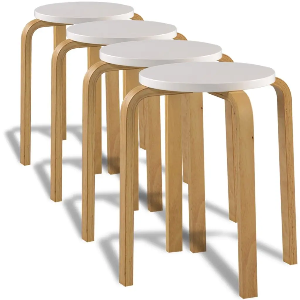 vidaXL Bar Stools 4 pcs White Bent Wood |