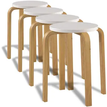 

vidaXL Bar Stools 4 pcs White Bent Wood