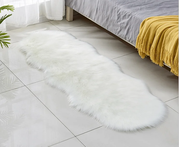 

Sheepskin Faux Fur Carpets Rugs For Home Bedroom Kids Living Room Chair Warm High Quality Non-slip White Gray Plush Mat