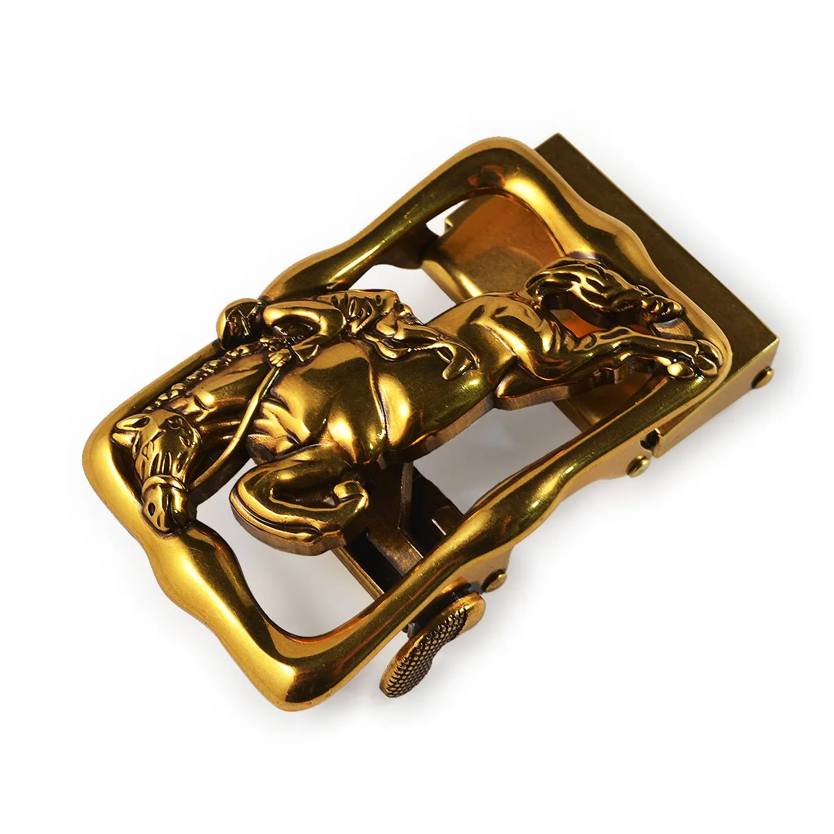 gold horse person Орел, волк, голова, пряжка, оборудование, Бизнес Пояс, ведущий ремень, пряжка, голова, автоматическая пряжка, голова, мужской кожаный ремень, пряжки - Цвет: gold horse person
