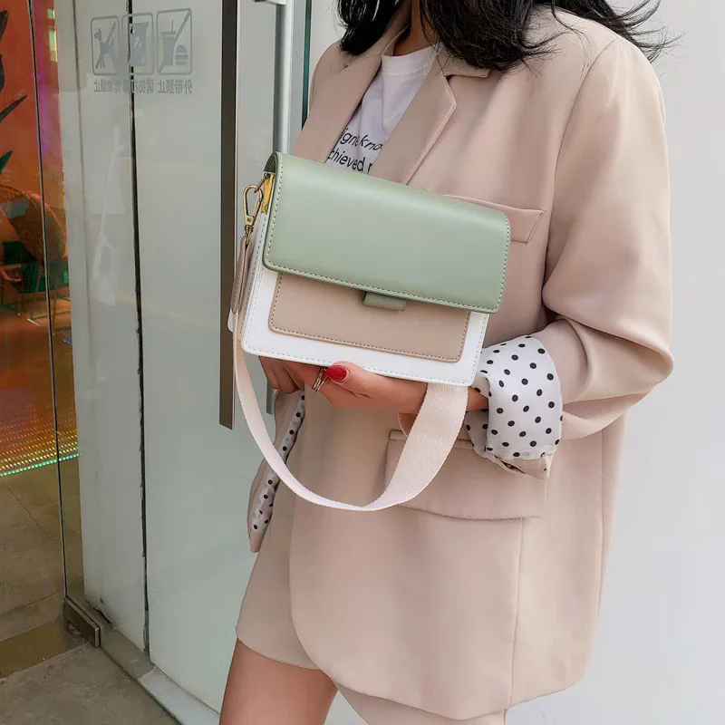 Роскошные кожаные сумки через плечо контрастного цвета для женщин брендовая сумка модная сумка через плечо женская сумка через плечо