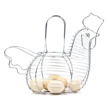

Innovative Hen Shaped Egg Holder Metal Wire Fruit Basket Home Snacks Organizer HFing