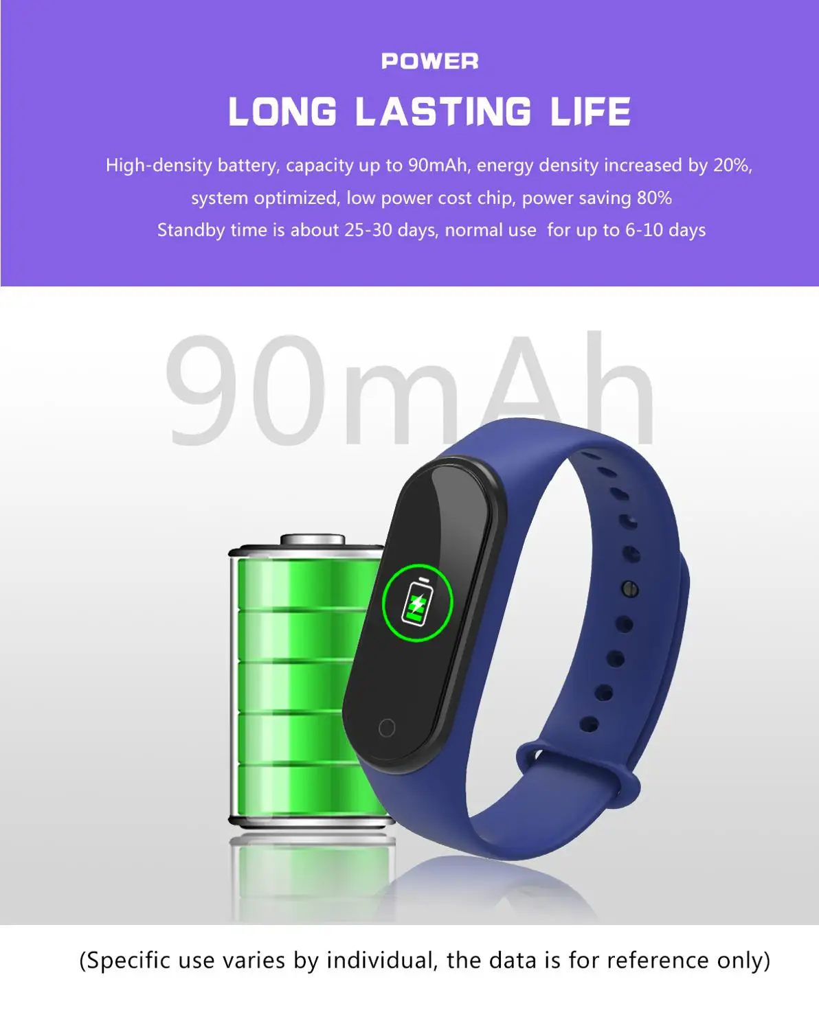  Smart Band 4 IP67 Waterproof 5 Colors Smart Band Screen Bracelet Heart Rate Fitness Music Bluetooth - 4000036394653