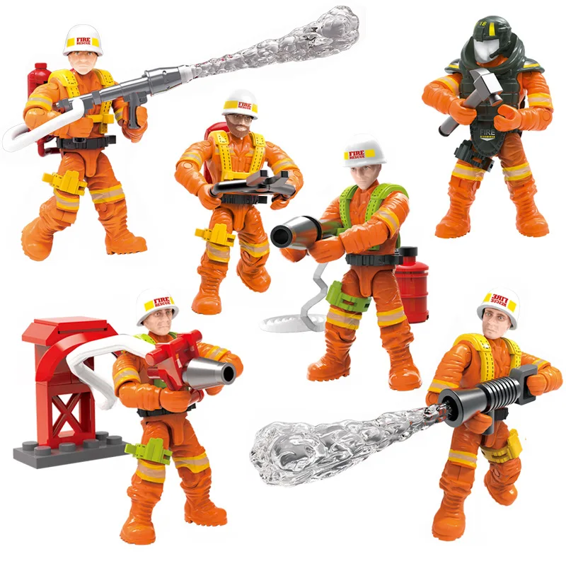 New arrival military duty mini figures fireman Fire rescue team sets Water gun model building blocks Model Dolls bricks kit | Игрушки и