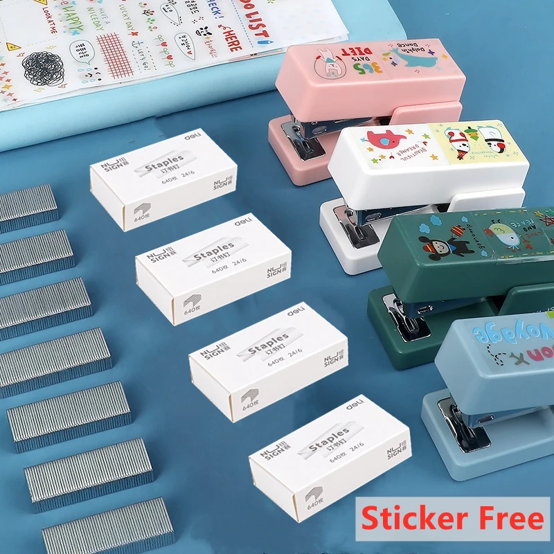 Deli Mini Stapler Machine With Staples 24/6 26/6 Samll Fashion Paper Stapler For Stationery Office Accessories School Supplies mini stapler set,hand stapler,office supplies