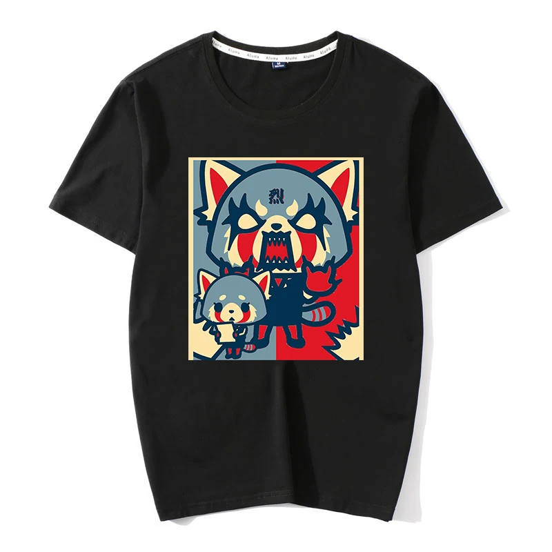 Death Metal Aggretsuko aggression Retsuko, футболки из хлопка, Мужская одежда, футболки с коротким рукавом, футболки большого размера с рисунком