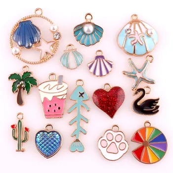 

15pcs Enamel Ocean Conch Summer Charms for Earring Fashion Jewelry Making Charm Pendants for Bracelet Dangle Assorted Mixed Lot