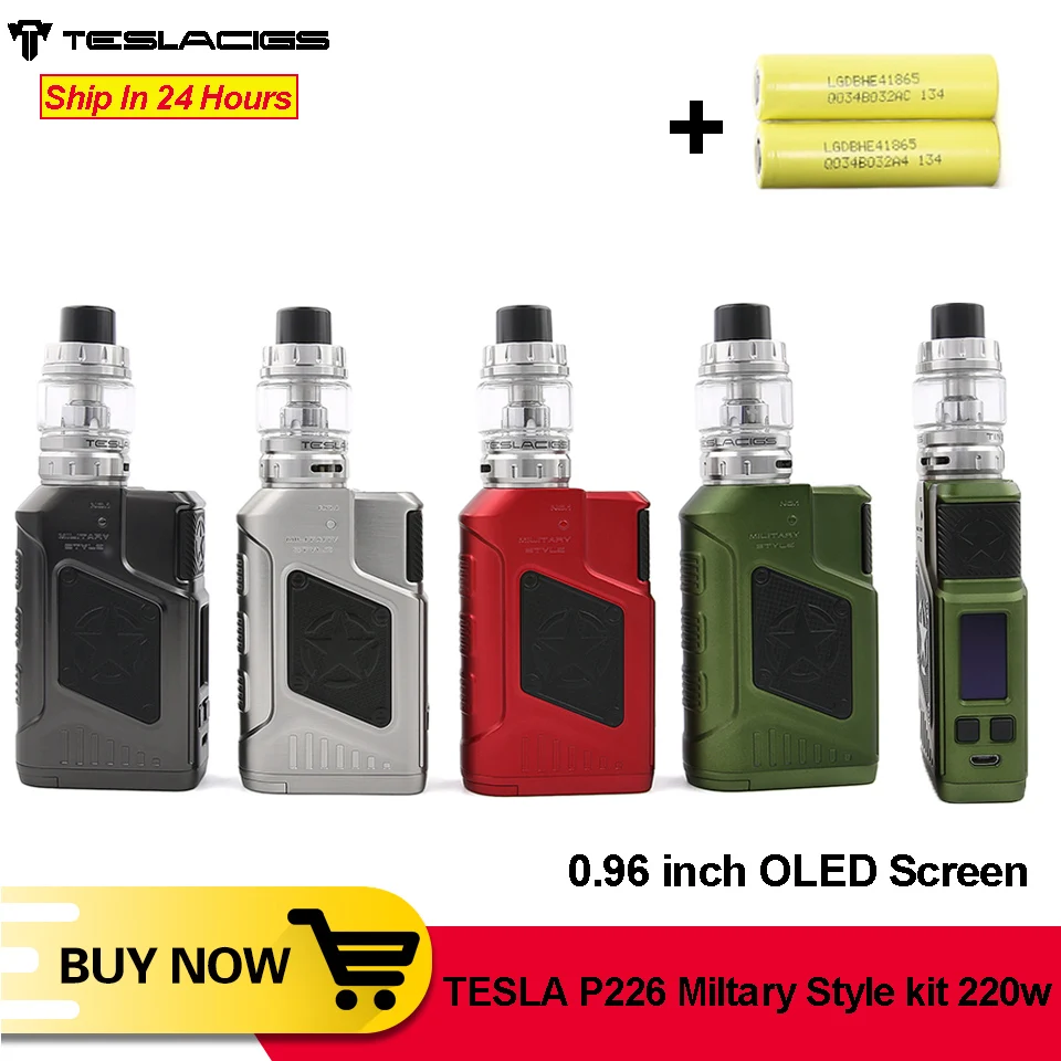 

Original TESLA P226 vape box kit 220w with 096inch OLED Screen & 0.18ohm coil Box Mod Electronic Cigarette VS tesla invader 4x