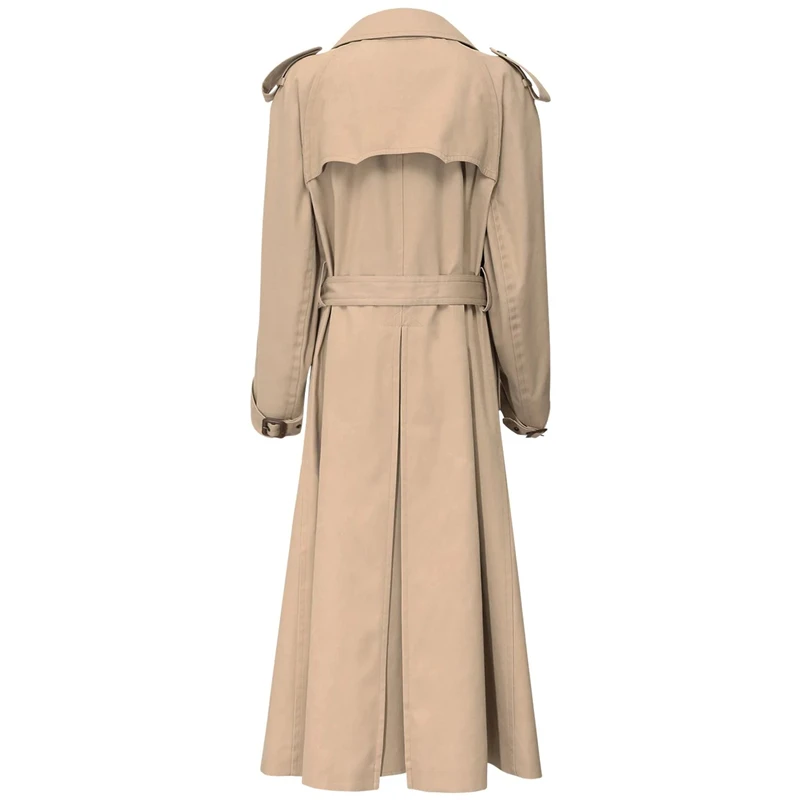 2022 Fall /Autumn Women Casual Double breasted Simple Classic Long Trench coat with belt Chic Female windbreaker white puffer