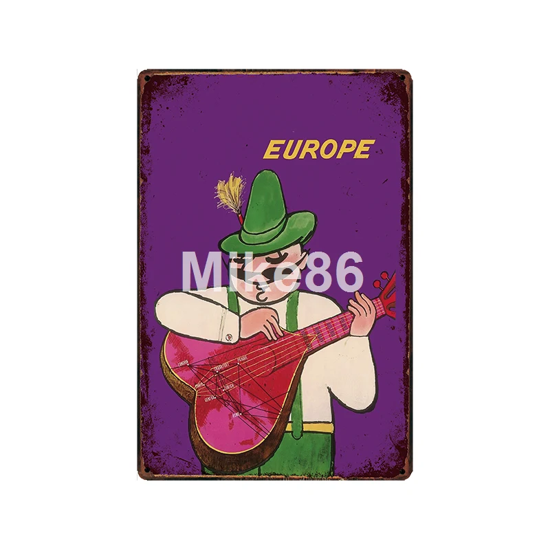 [Mike86] Испания, Германия, Италия, Ирландия металлический знак винтажный рисунок на железной поверхности в стиле ретро дорожный плакат искусство 20*30 см LT-1944 - Цвет: GLC-14969