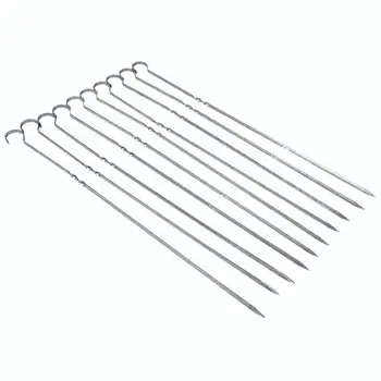 

10PCS BBQ Barbecue Grilling Cooking Long Stainless Steel Kabob Kebab Flat Skewers Needle Tool Kits