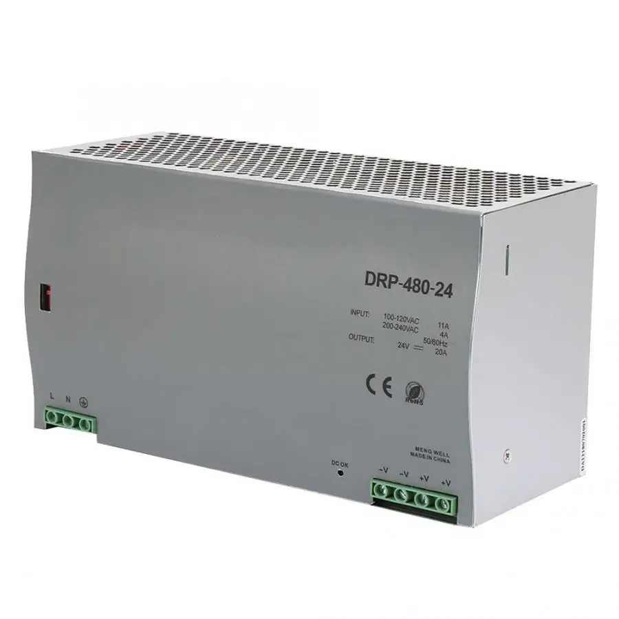 Переключатель питания на din-рейке DRP-480-24 480 Вт 24 В AC/DC Регулируемый импульсный источник питания