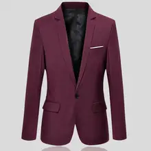 Мужские деловые блейзеры весна-осень Формальное Мужское пальто мужской модный однотонный блейзер с длинным рукавом с отворотом стройнящая и подходящая одежда