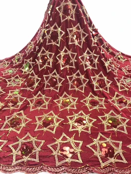 

New Arrival Sequins Lace Fabrics African Nigerian Tulle Mesh Lace Fabric for Wedding Velvet Lace Fabrics with Sequins