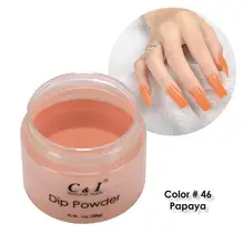 28 г порошок-Цвет NO.46# папайи-желтый Цвет Системы-французский наконечник для ногтей и маникюр погружения