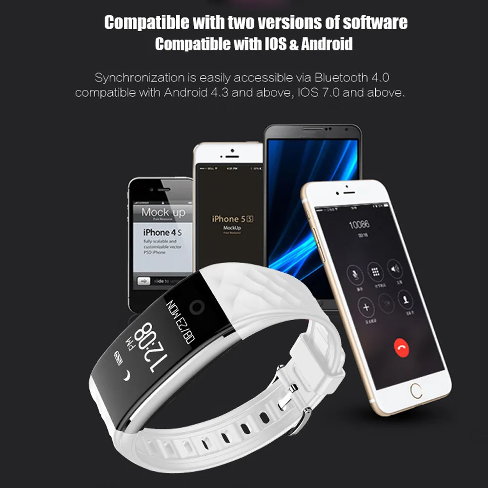 Bluetooth 4,0 светодиодный смарт-часы водонепроницаемые фитнес Смарт-часы монитор сердечного ритма наручные часы браслет спортивные часы# D1