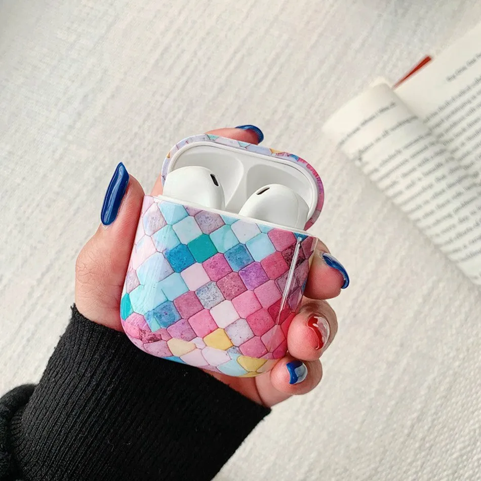 019-1 Чехол для наушников Airpods 2 чехол Роскошный Мраморный чехол для наушников для Apple Air Pods чехол для защиты кожи чехол для наушников Аксессуары - Цвет: 019-1