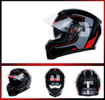 

Unisex DOT Motorcycle helmet double lens anti-fog full helmet motorcycle racing helmet four seasons windproof