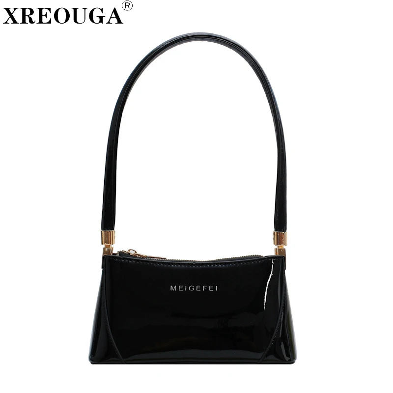 

Vintage 2019 Baguette Bag for Women Patent Leather Handbags Vintage Luxury Designer Tote Bags Brand Small Wedding Party Clutch