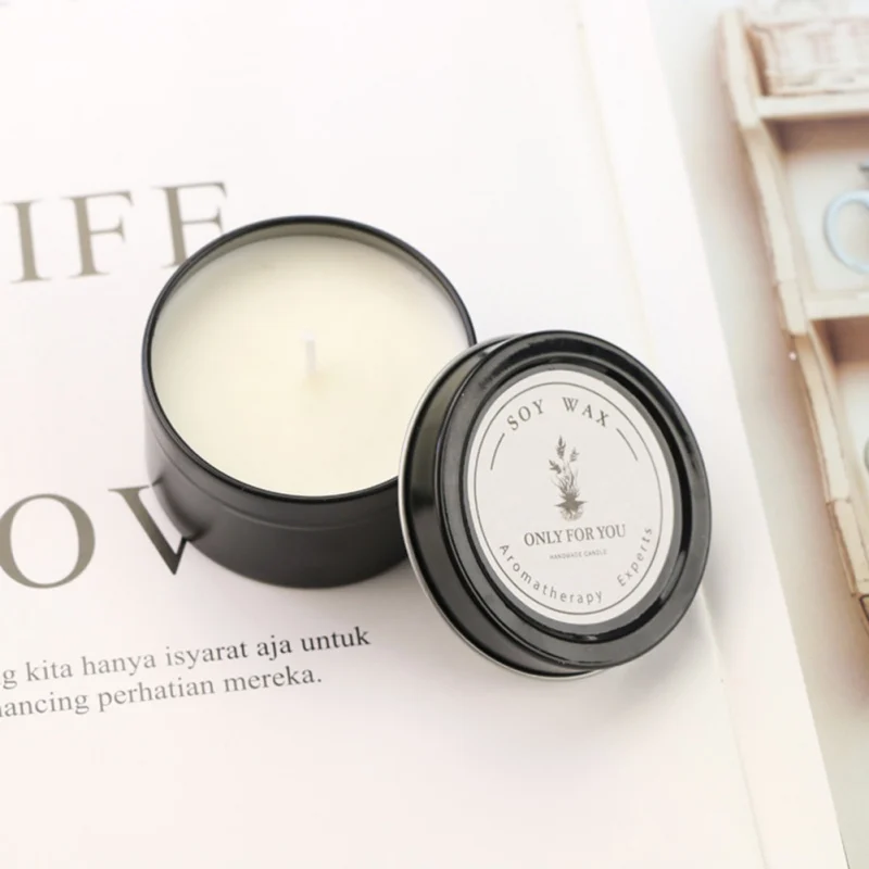 

Soy Wax Romantic Aromatherapy Candle and Tinplate Candlestick Set With Perfume Fragrance Household Wedding Party Supplies