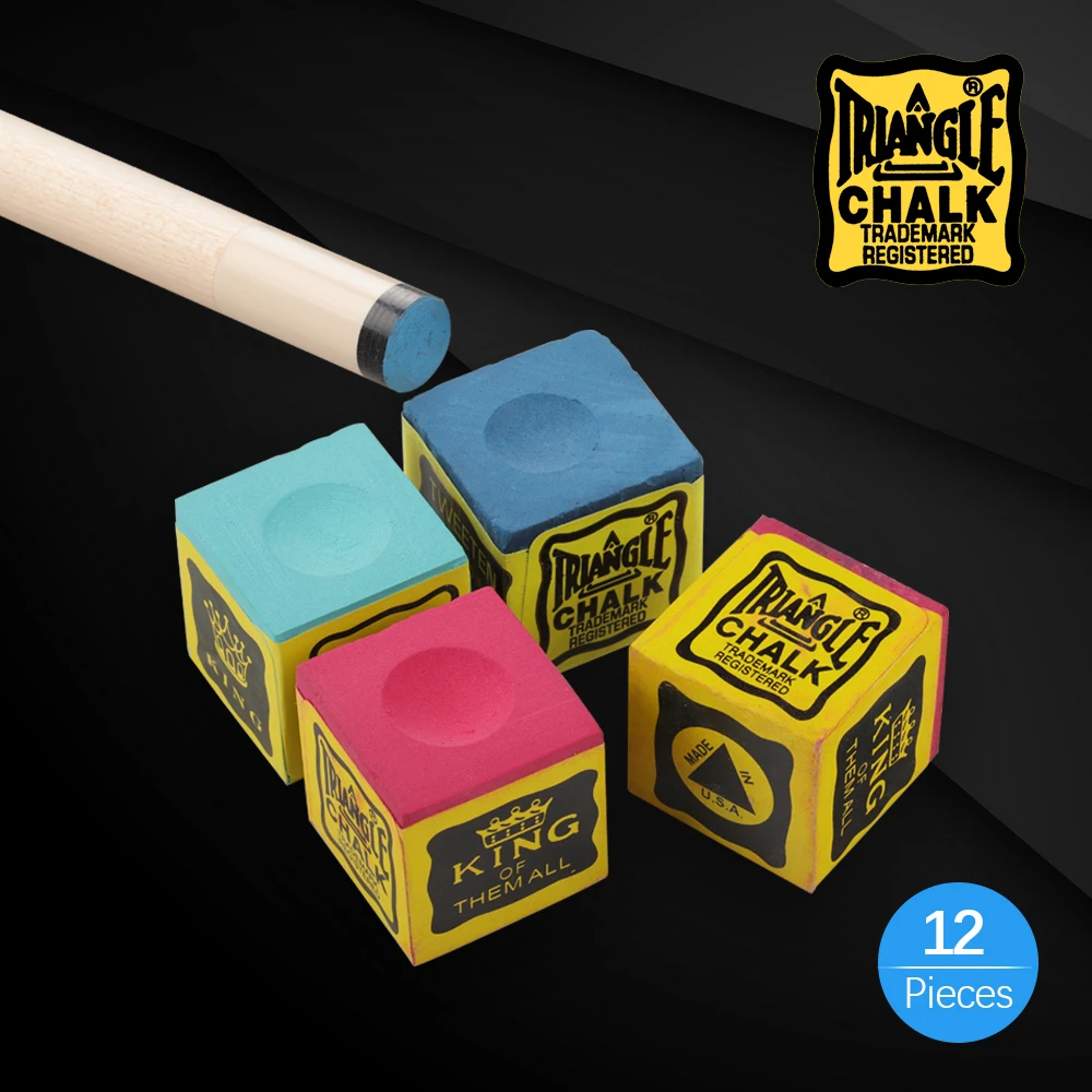 Genuine TRIANGLE Chalks Pool Cue Snooker Stick Kit Billiard Cue Chalks High Quality Smooth12 Pieces Per Box Billiard Accessories